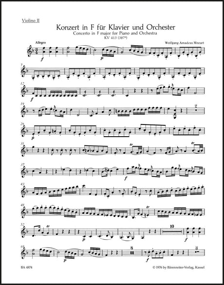 Mozart: Piano Concerto No. 11 in F Major, K. 413 (387a)