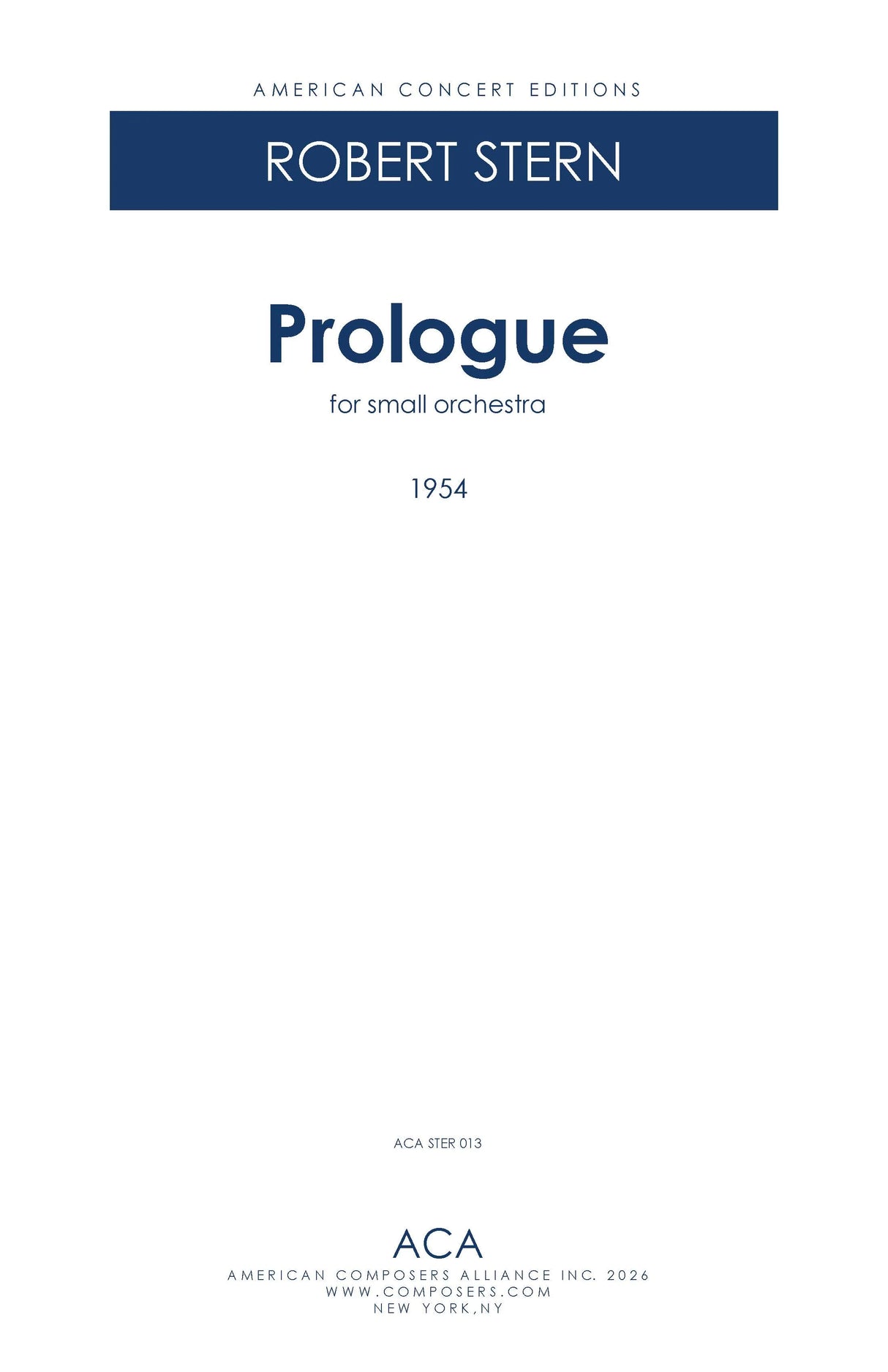 R. Stern: Prologue for Small Orchestra