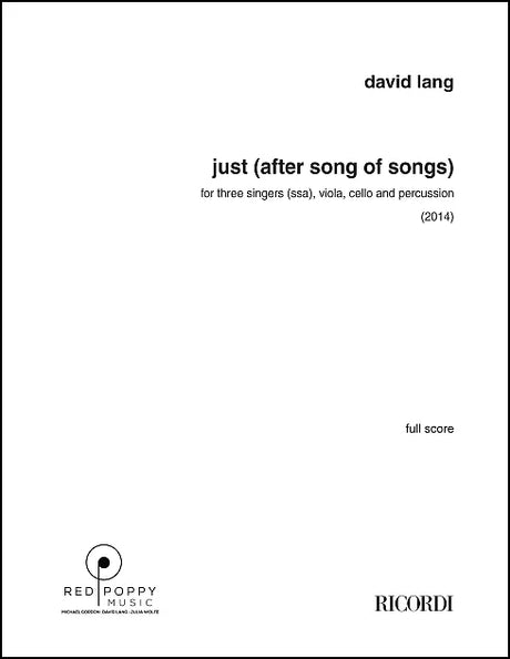 Lang: just (after song of songs) - Version for SSA, Viola, Cello & Percussion