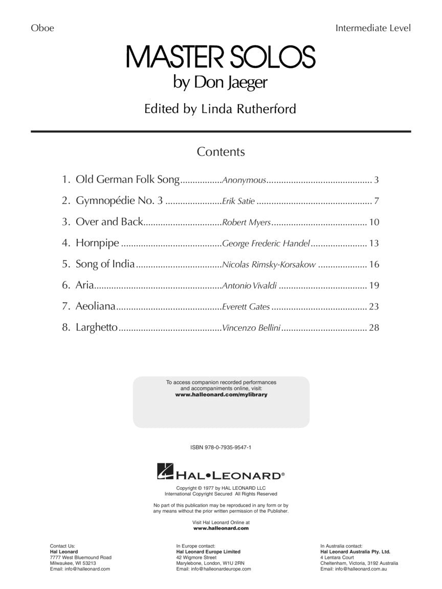 Master Solos: Intermediate Level – Oboe