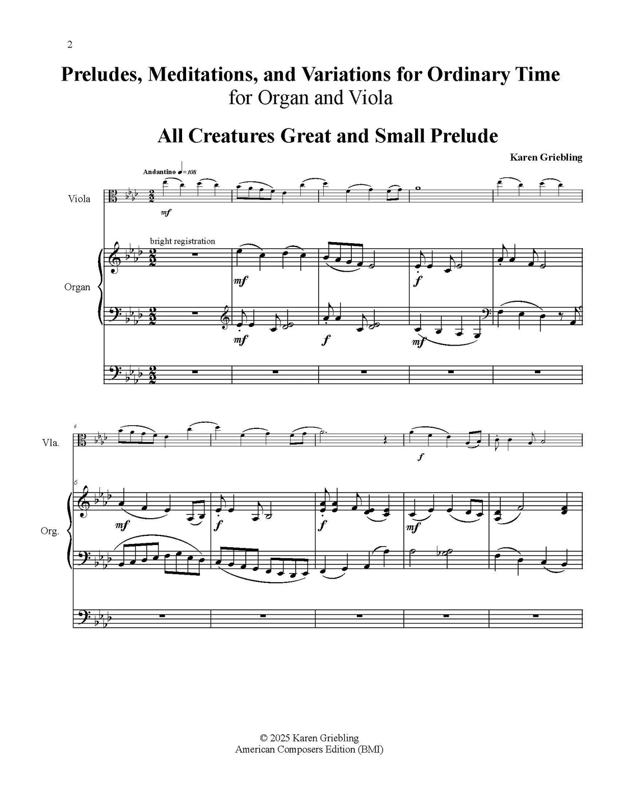 Griebling: Preludes, Meditations, and Variations for Ordinary Time