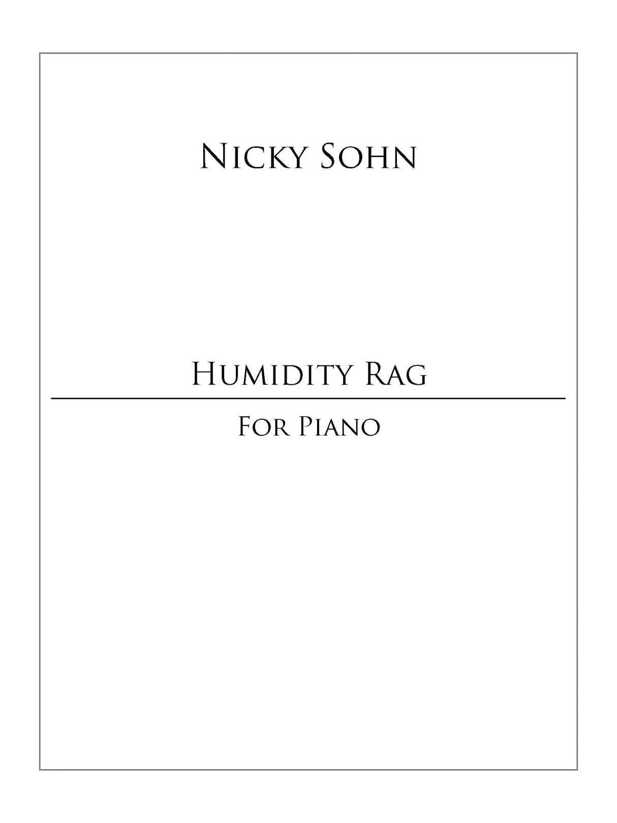 Sohn: Humidity Rag