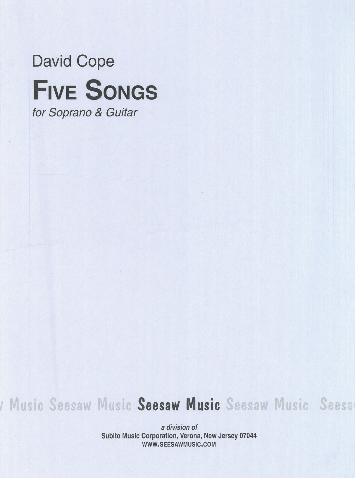 Cope: Five Songs for Soprano & Guitar