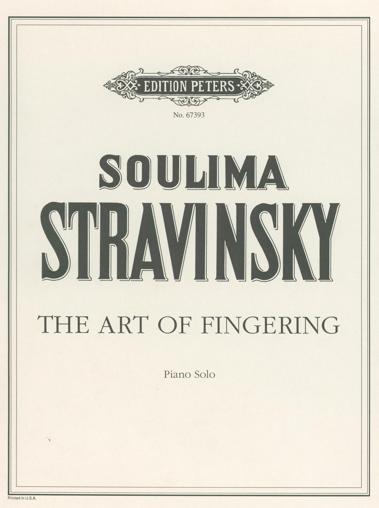 S. Stravinsky: The Art of Fingering