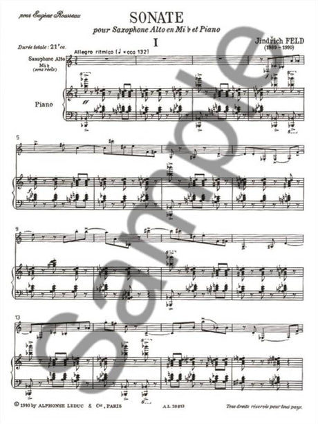 Feld: Alto Saxophone Sonata