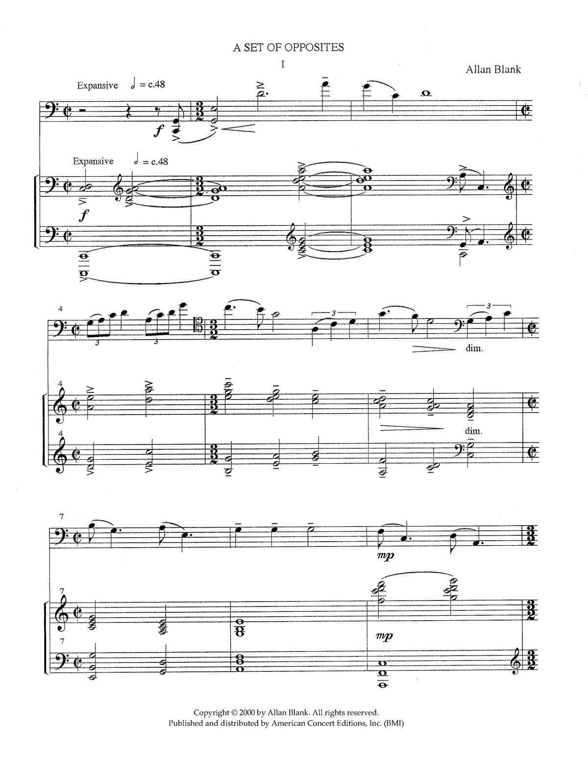 Blank: A Set of Opposites (Version for Cello & Piano)