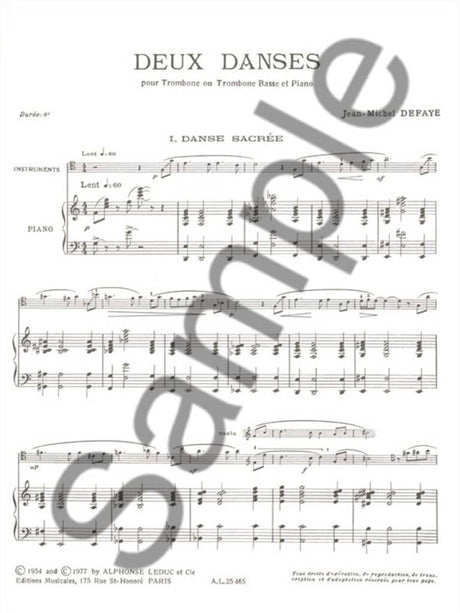 Defaye: 2 Dances (Deux danses) (Version for Bass Trombone)