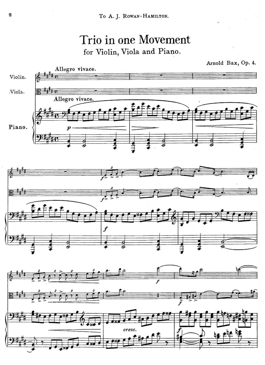 Bax: Trio in One Movement, Op. 4