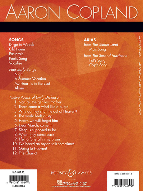 Copland: Art Songs and Arias - Medium/Low Voice