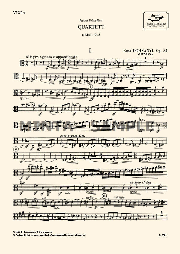 Dohnányi: String Quartet No. 3 in A Minor, Op. 33
