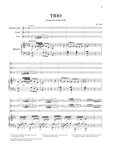 Mozart: Trio in E-flat Major, K. 498 ("Kegelstatt")