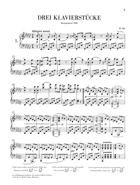 Schubert: 3 Piano Pieces (Impromptus), D 946