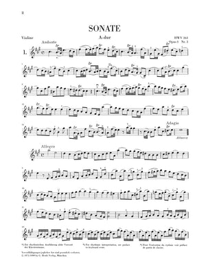 Handel: 7 Sonatas for Violin and Basso continuo