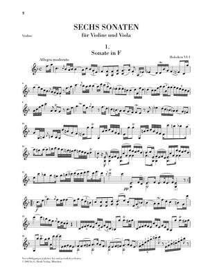 Haydn: 6 Sonatas for Violin and Viola, Hob. VI:1-6