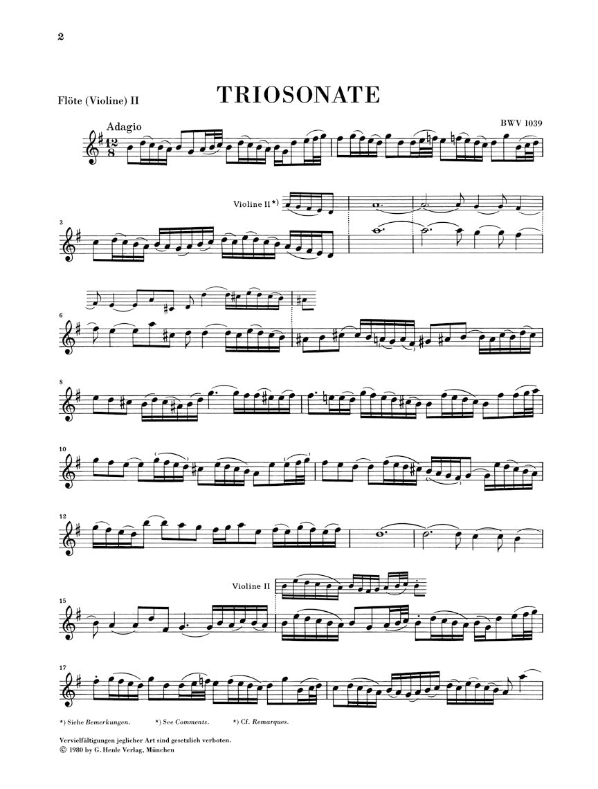 Bach: Trio Sonata in G Major, BWV 1039