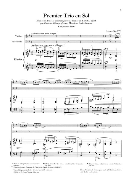 Debussy: Piano Trio in G Major