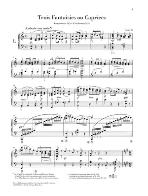 Mendelssohn: 3 Fantasies or Capriccios, Op. 16