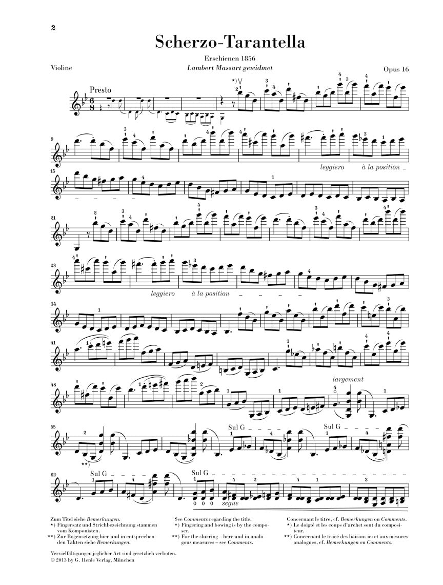 Wieniawski: Scherzo-Tarantelle in G Minor, Op. 16