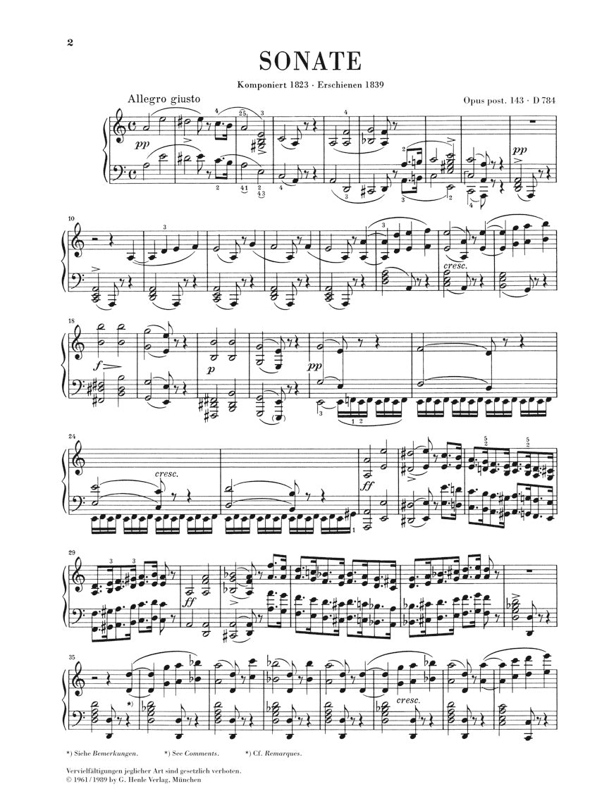 Schubert: Piano Sonata in A Minor, Op. posth. 143, D 784