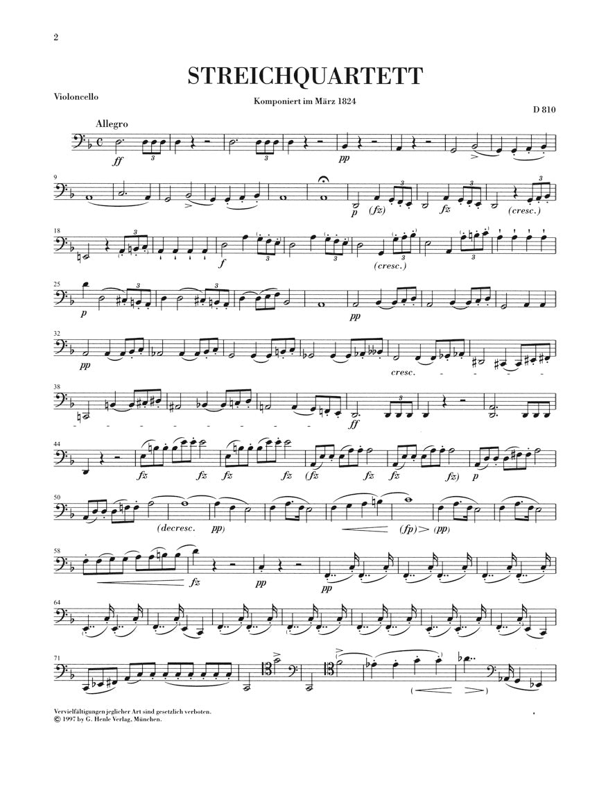 Schubert: String Quartet in D Minor, D 810