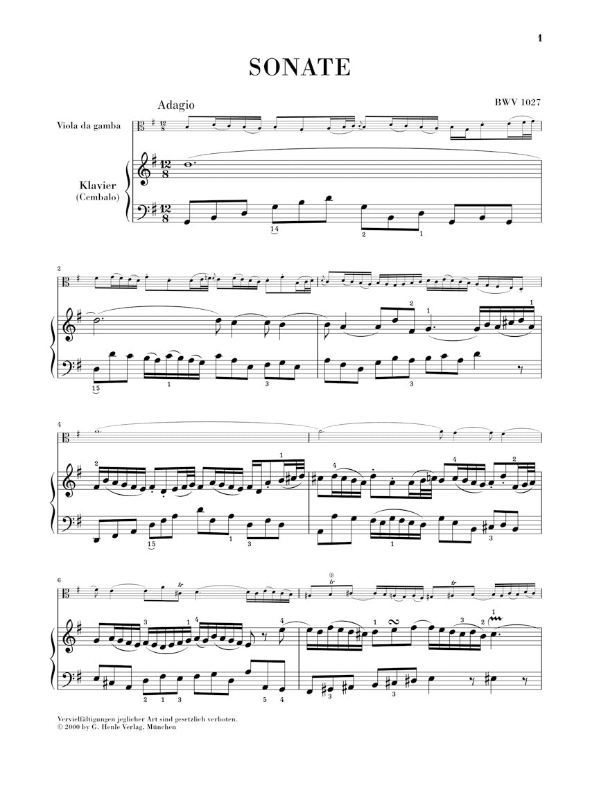 Bach: 3 Gamba (Cello) Sonatas, BWV 1027-1029