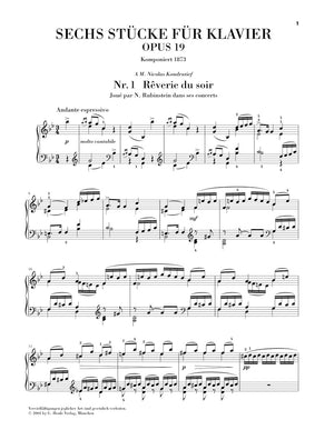 Tchaikovsky: 6 Piano Pieces, Op. 19