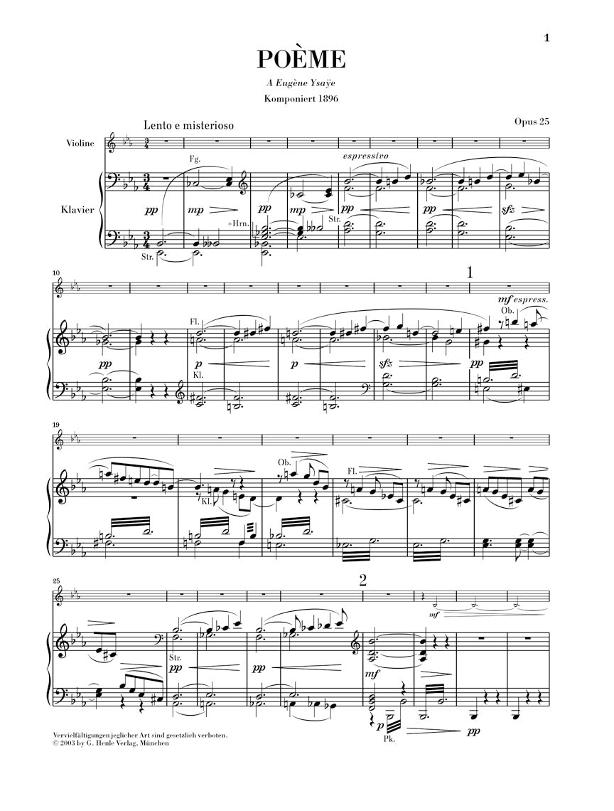 Chausson: Poème, Op. 25 - Ficks Music