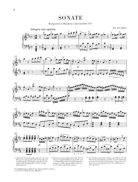 Mozart: Piano Sonata in D Major, K. 311 (284c)