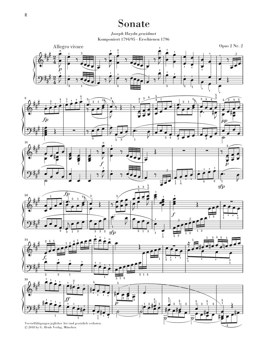 Beethoven: Piano Sonata No. 2 in A Major, Op. 2, No. 2