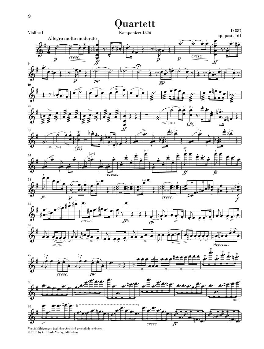Schubert: String Quartet in G Major, Op. posth. 161, D 887