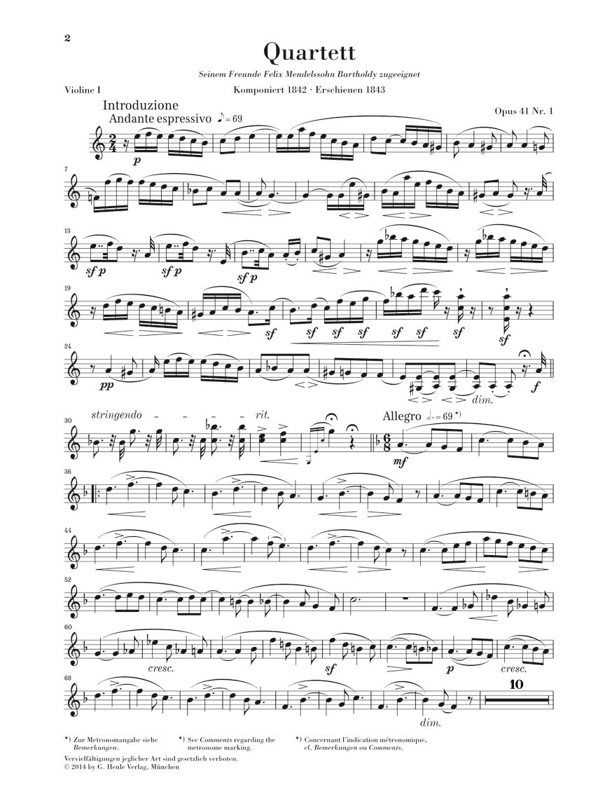 Schumann: String Quartets, Op. 41