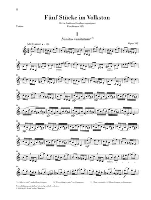 Schumann: 5 Stücke im Volkston, Op. 102 (Version for Violin)