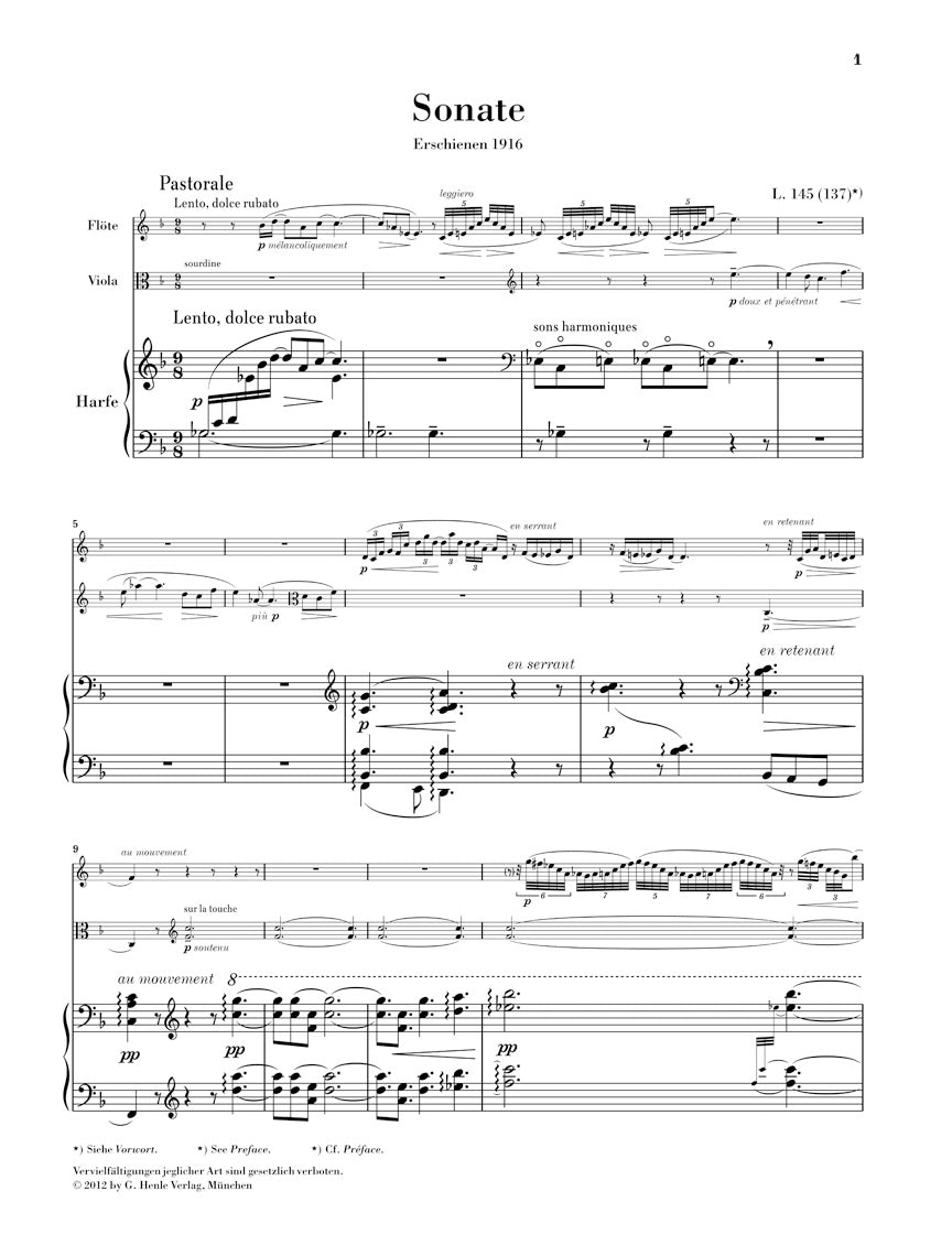 Debussy: Sonata for Flute, Viola and Harp