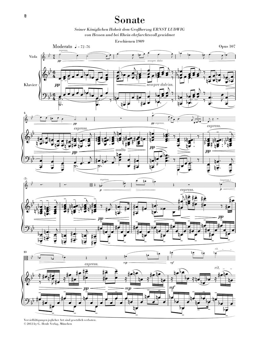 Reger: Clarinet Sonata, Op. 107 (arr. for viola)