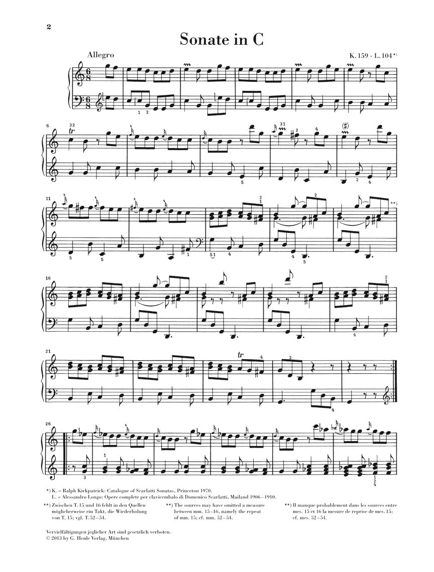 Scarlatti: Piano Sonata in C Major, K. 159, L. 104