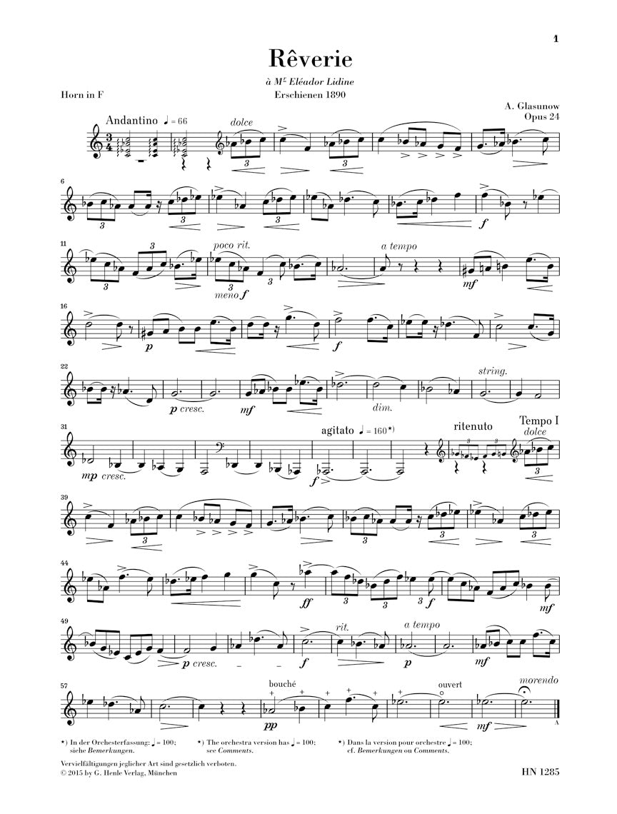 Glazunov: Rêverie, Op. 24