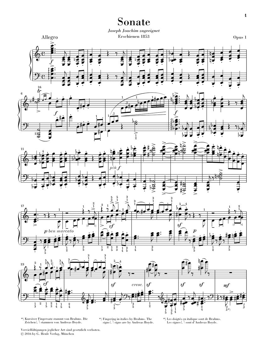 Brahms: Piano Sonata in C Major, Op. 1
