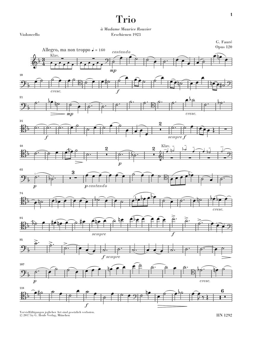 Fauré: Piano Trio in D Minor, Op. 120