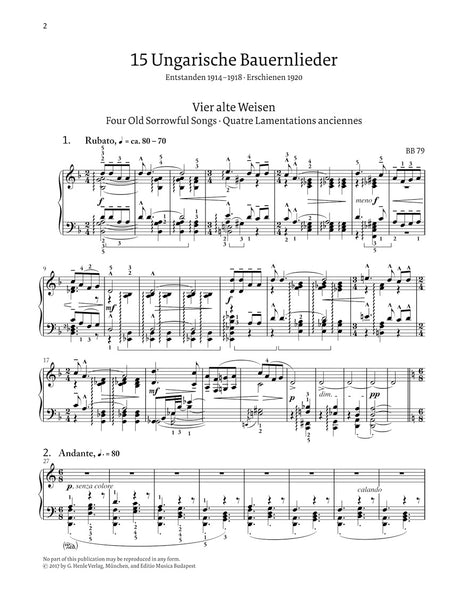 Bartók: 15 Hungarian Peasant Songs