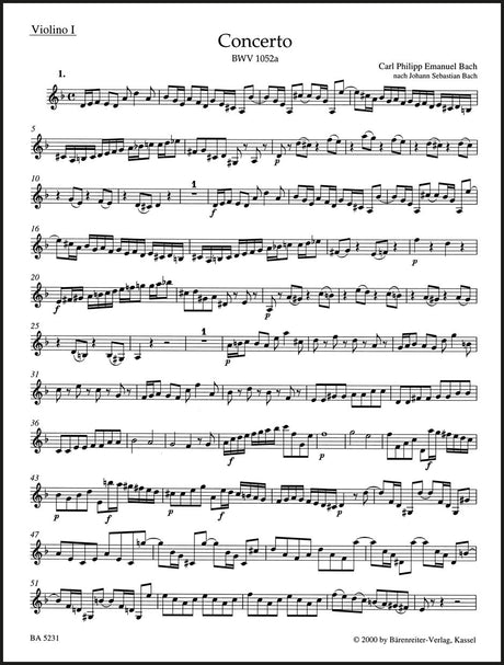 C.P.E. Bach: Harpsichord Concerto in D Minor, BWV 1052a