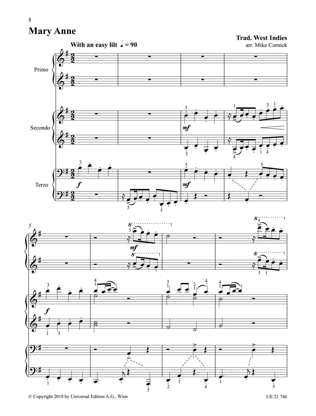 4 Afro-Caribbean Pieces for 6 Hands at 1 Piano