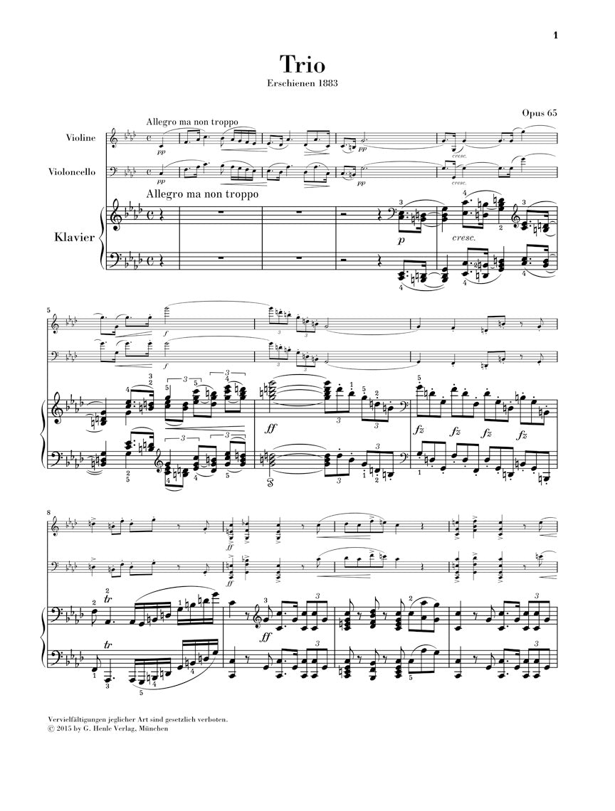 Dvořák: Piano Trio in F Minor, Op. 65