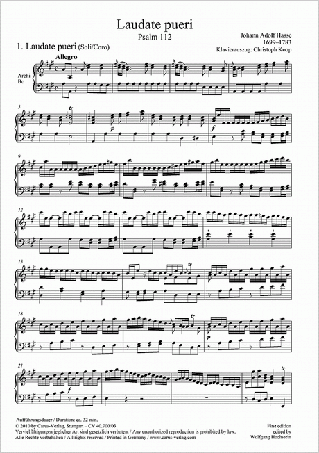 Hasse: Laudate pueri