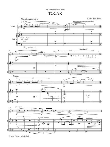 Saariaho: Tocar (Version for Violin & Harp)