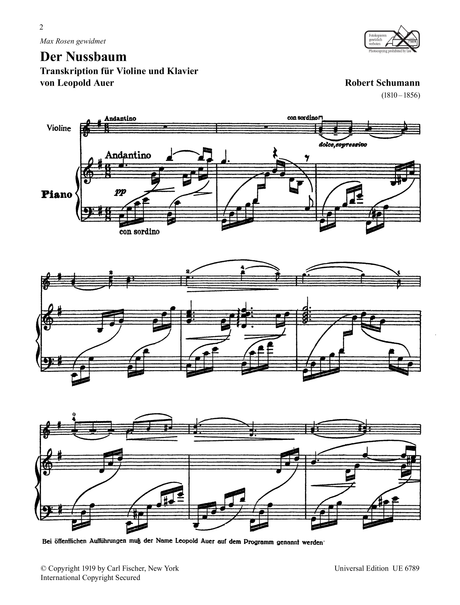 Schumann: Der Nussbaum (arr. for violin & piano)