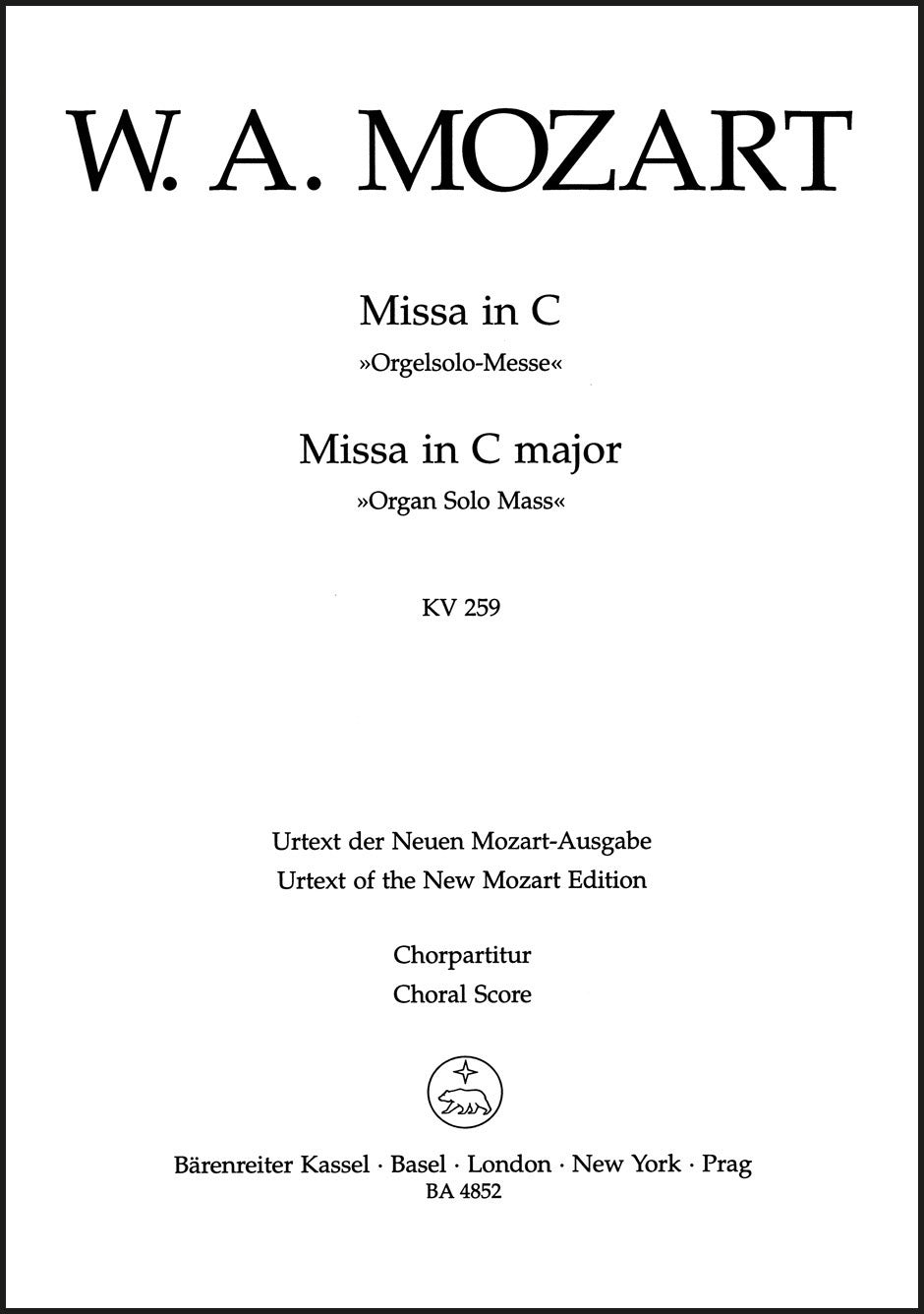 Mozart: Missa brevis in C Major, K. 259