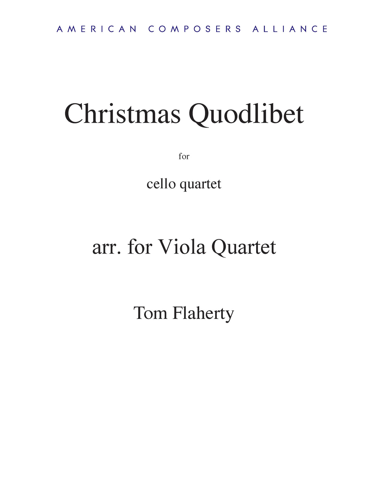 Flaherty: Christmas Quodlibet (Version for 4 Violas)