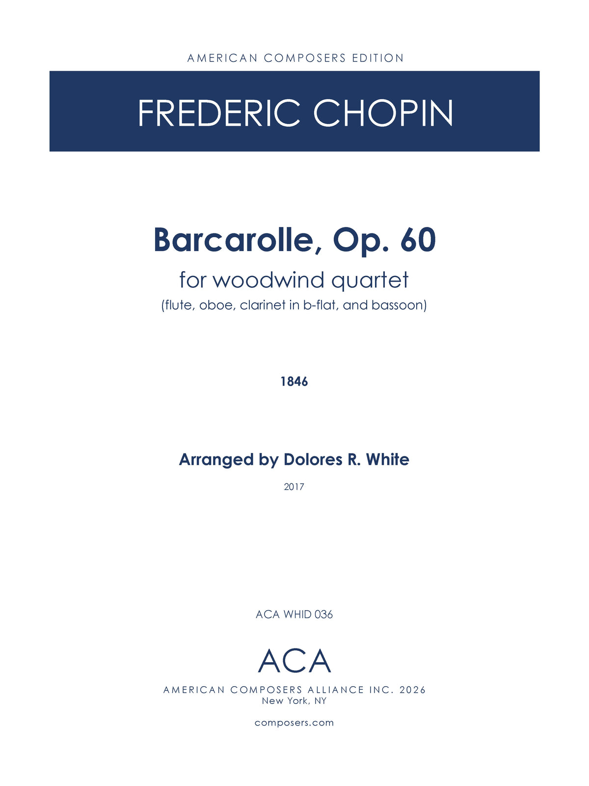 Chopin: Barcarolle, Op. 60 (arr. for woodwind quartet)