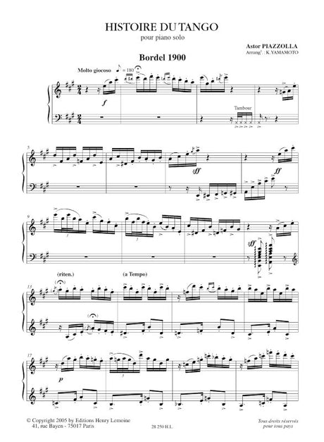 Piazzolla: Histoire du tango (for piano)