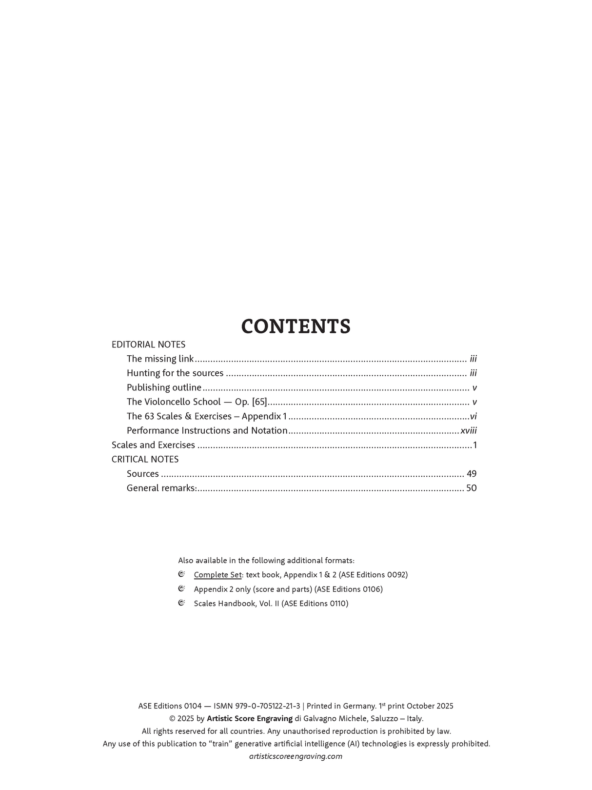 Dotzauer: Scales & Exercises, Appendix 1 from the Cello School, Op. 65
